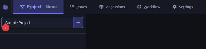 The project filter bar — type a name and press Enter to create a project